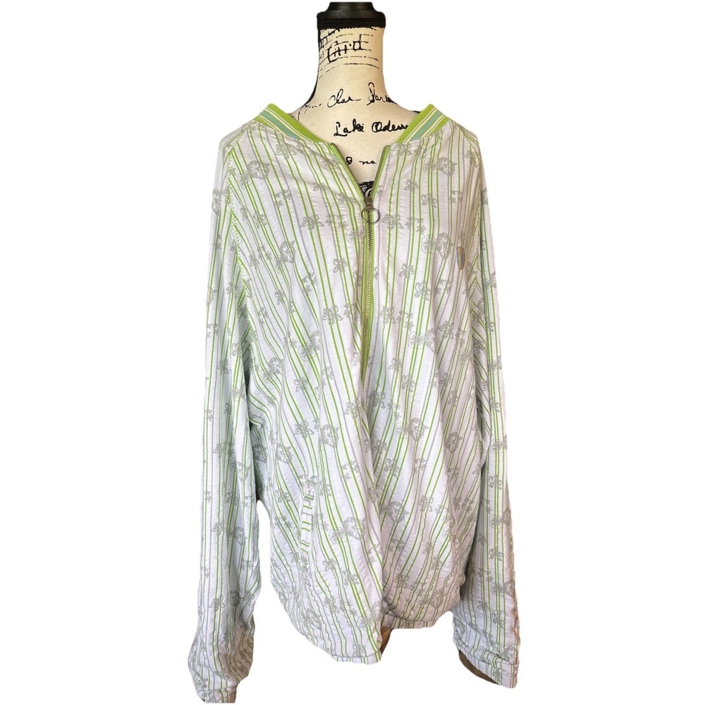 Riddim Driven Clothing Co. Men's White Golf Jacket Green Stripes 3x